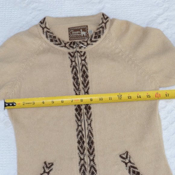 The Alpaca Connection Womens S Full Zip Sweater Nordic Print Blue Peru - Picture 12 of 16